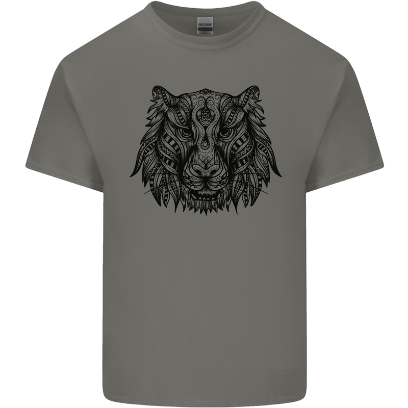 Mandala Art Tiger Kids T-Shirt Childrens Charcoal