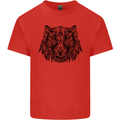 Mandala Art Tiger Kids T-Shirt Childrens Red
