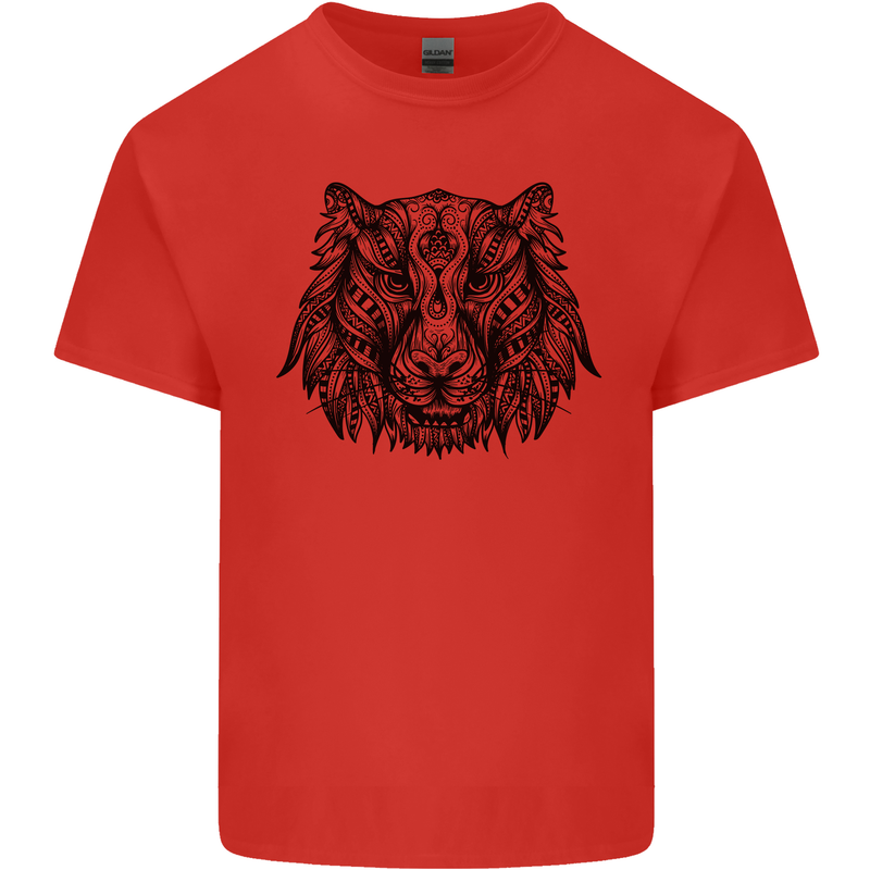 Mandala Art Tiger Kids T-Shirt Childrens Red