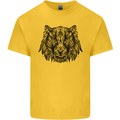 Mandala Art Tiger Kids T-Shirt Childrens Yellow