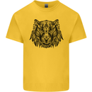 Mandala Art Tiger Kids T-Shirt Childrens Yellow