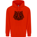 Mandala Art Tiger Mens 80% Cotton Hoodie Bright Red