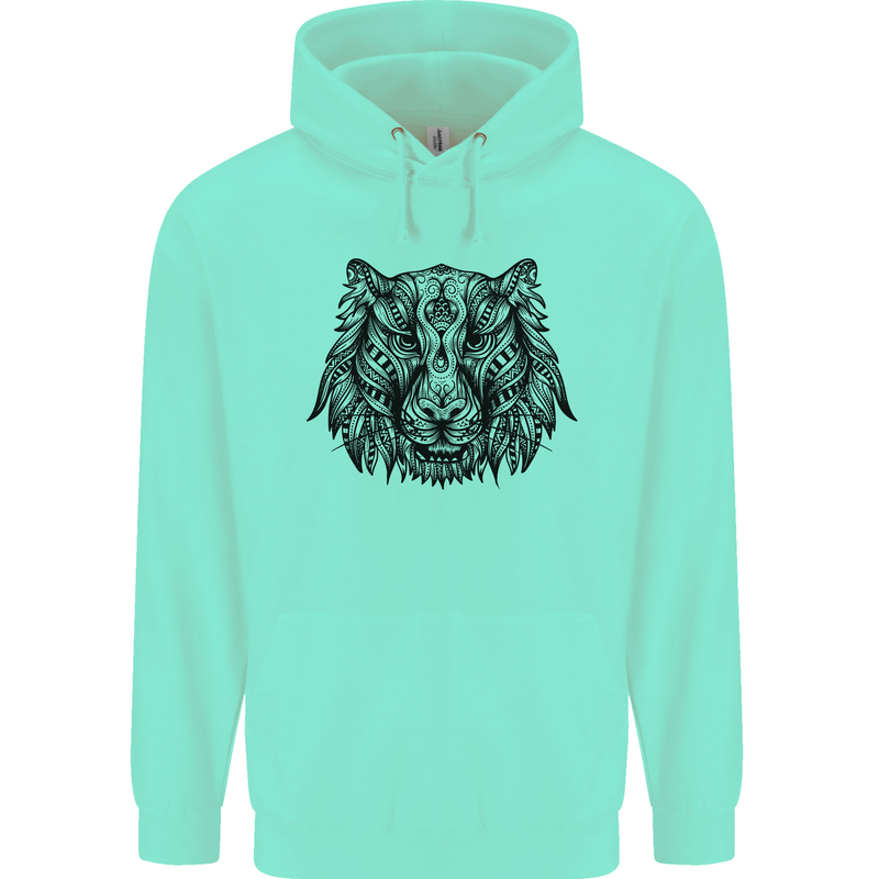 Mandala Art Tiger Mens 80% Cotton Hoodie Peppermint