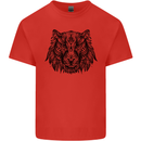 Mandala Art Tiger Mens Cotton T-Shirt Tee Top Red
