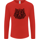 Mandala Art Tiger Mens Long Sleeve T-Shirt Red