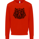 Mandala Art Tiger Mens Sweatshirt Jumper Bright Red