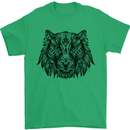 Mandala Art Tiger Mens T-Shirt 100% Cotton Irish Green