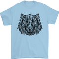 Mandala Art Tiger Mens T-Shirt 100% Cotton Light Blue