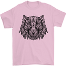 Mandala Art Tiger Mens T-Shirt 100% Cotton Light Pink