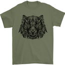 Mandala Art Tiger Mens T-Shirt 100% Cotton Military Green