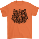 Mandala Art Tiger Mens T-Shirt 100% Cotton Orange