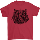 Mandala Art Tiger Mens T-Shirt 100% Cotton Red