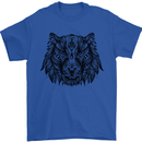 Mandala Art Tiger Mens T-Shirt 100% Cotton Royal Blue