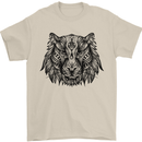 Mandala Art Tiger Mens T-Shirt 100% Cotton Sand