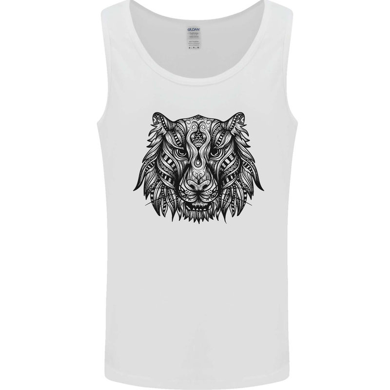 Mandala Art Tiger Mens Vest Tank Top White