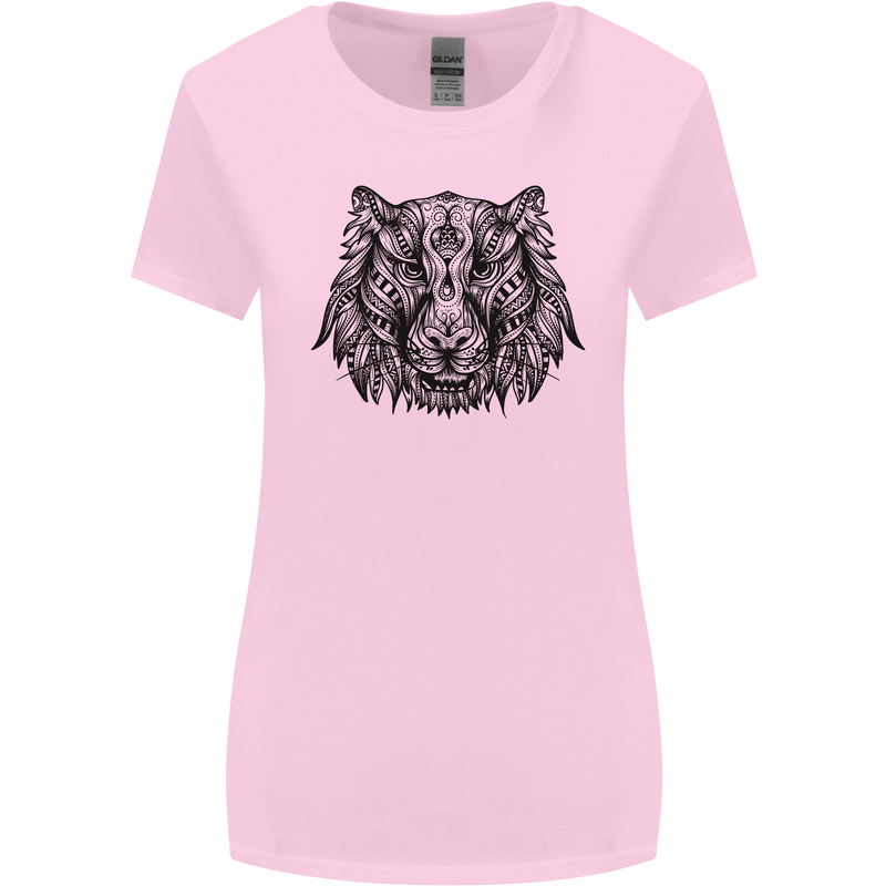 Mandala Art Tiger Womens Wider Cut T-Shirt Light Pink