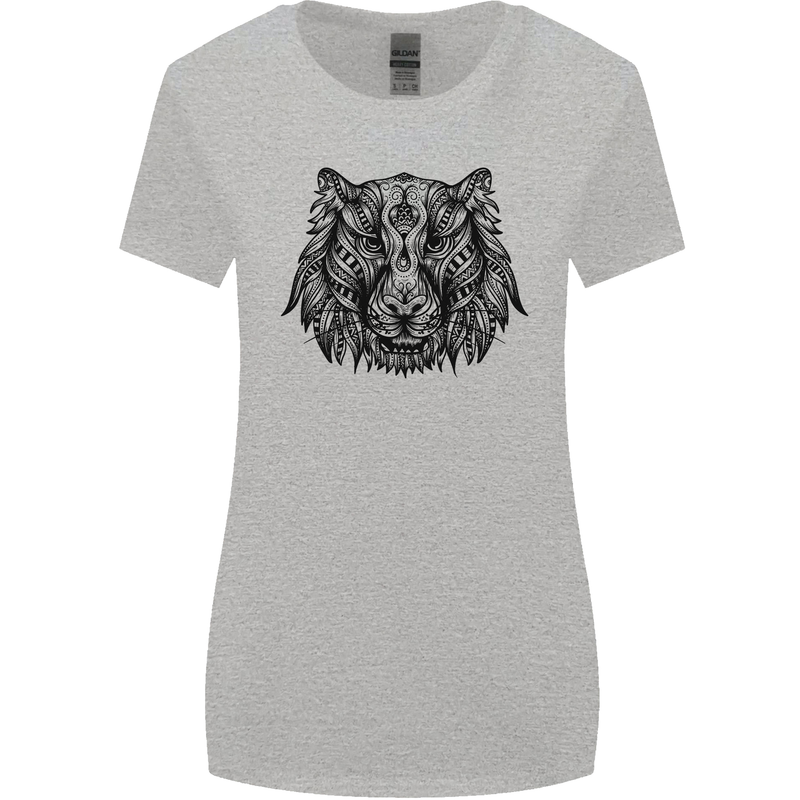 Mandala Art Tiger Womens Wider Cut T-Shirt Sports Grey