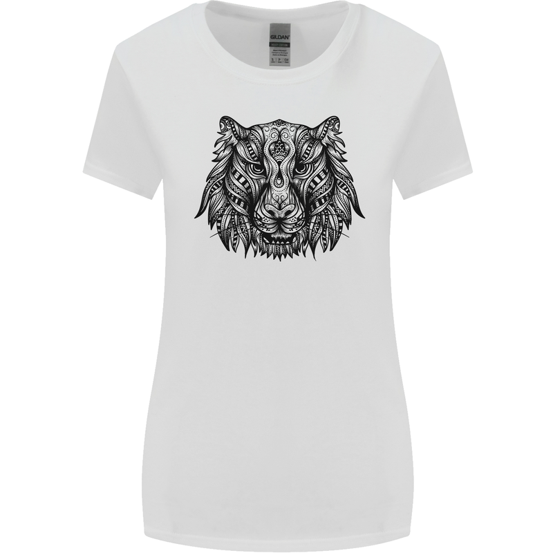 Mandala Art Tiger Womens Wider Cut T-Shirt White