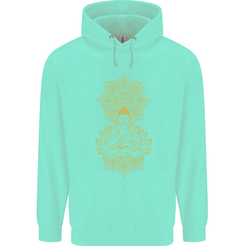 Mandala Buddha Art Childrens Kids Hoodie Peppermint