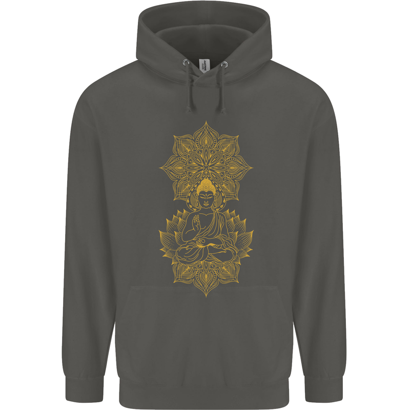 Mandala Buddha Art Childrens Kids Hoodie Storm Grey