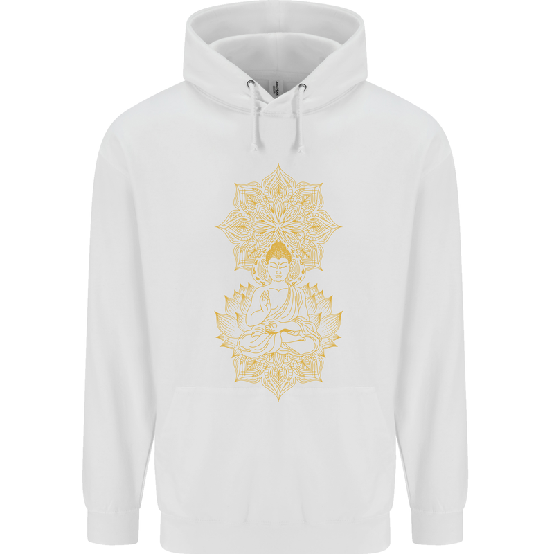 Mandala Buddha Art Childrens Kids Hoodie White