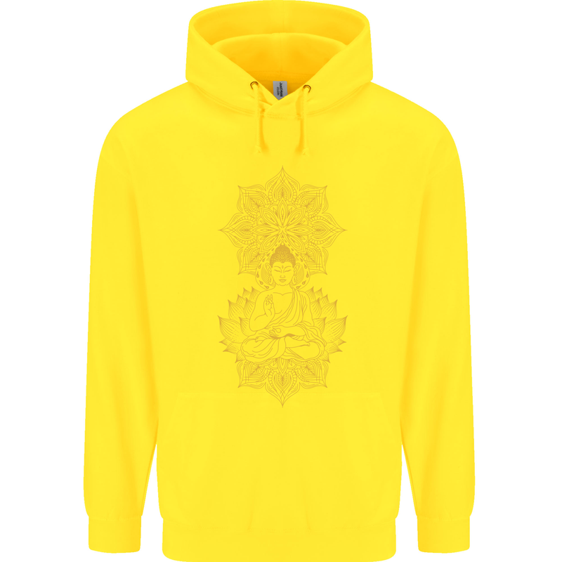 Mandala Buddha Art Childrens Kids Hoodie Yellow
