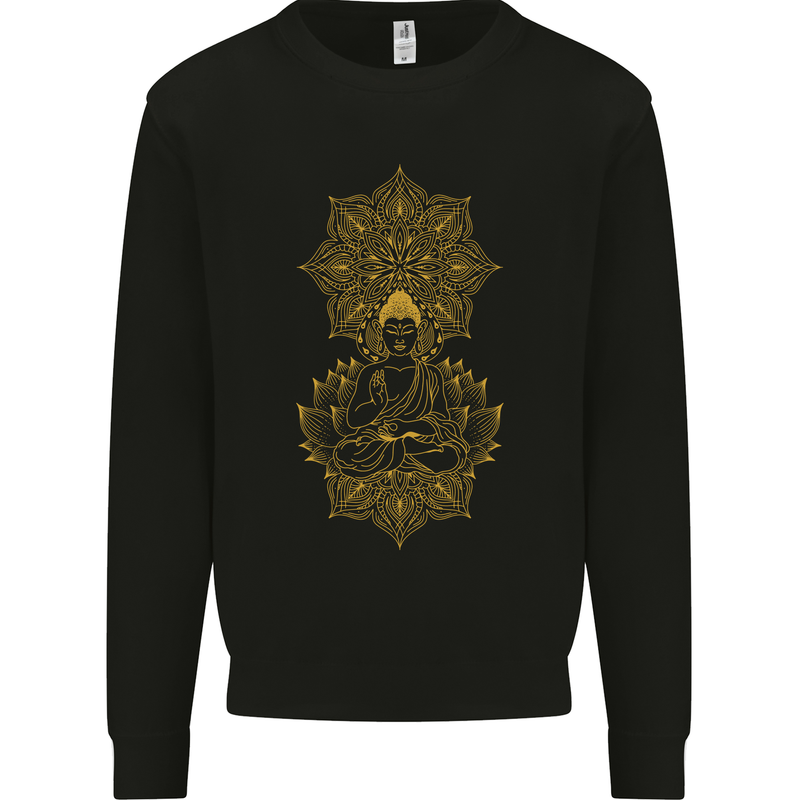 Mandala Buddha Art Kids Sweatshirt Jumper Black