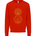 Mandala Buddha Art Kids Sweatshirt Jumper Bright Red