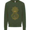 Mandala Buddha Art Kids Sweatshirt Jumper Forest Green