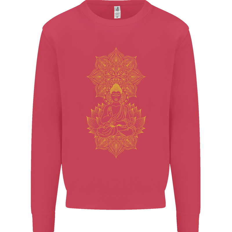 Mandala Buddha Art Kids Sweatshirt Jumper Heliconia