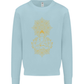 Mandala Buddha Art Kids Sweatshirt Jumper Light Blue