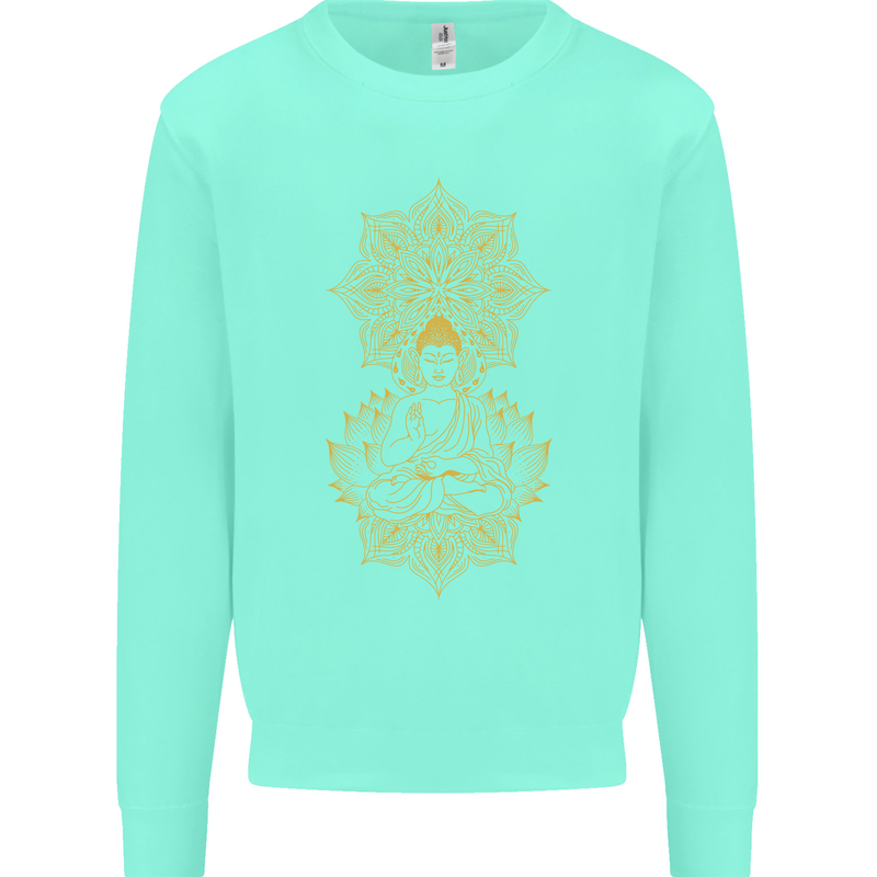 Mandala Buddha Art Kids Sweatshirt Jumper Peppermint