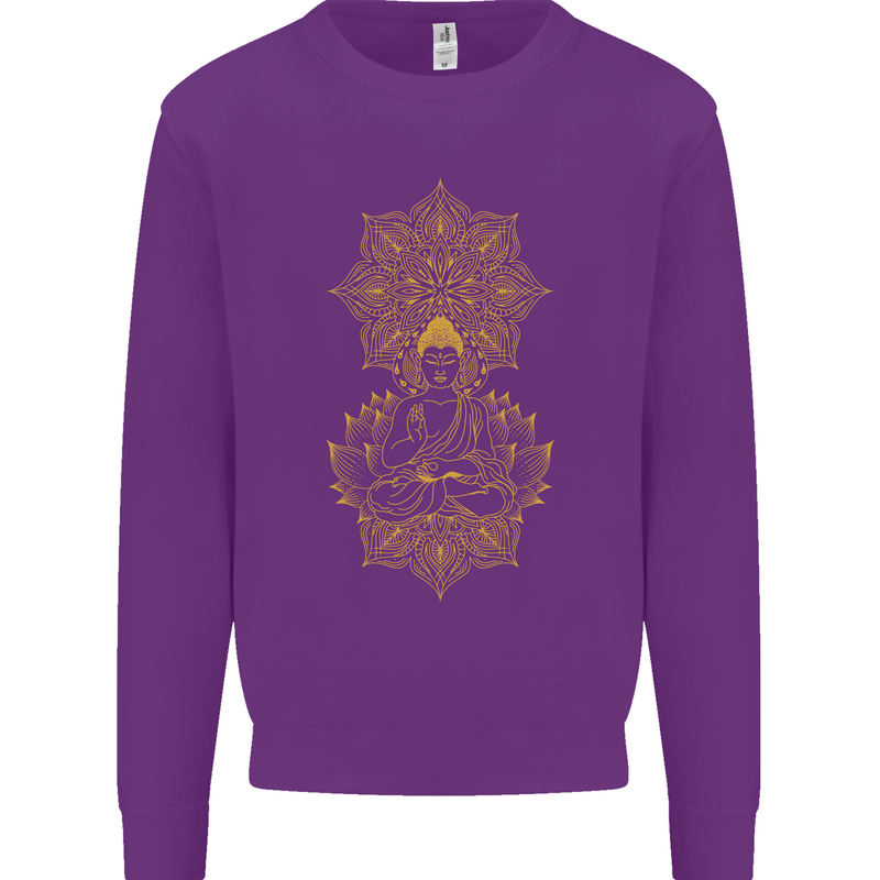 Mandala Buddha Art Kids Sweatshirt Jumper Purple