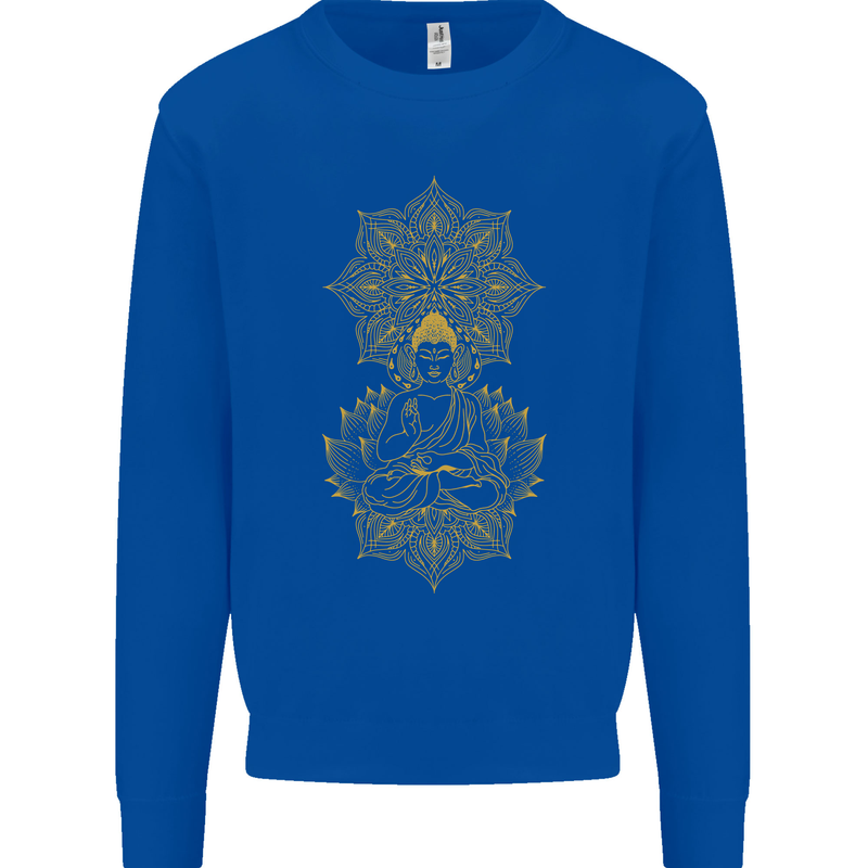 Mandala Buddha Art Kids Sweatshirt Jumper Royal Blue