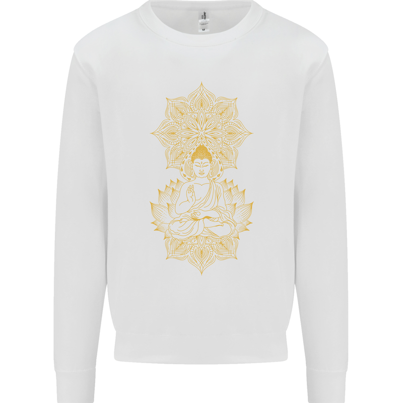 Mandala Buddha Art Kids Sweatshirt Jumper White