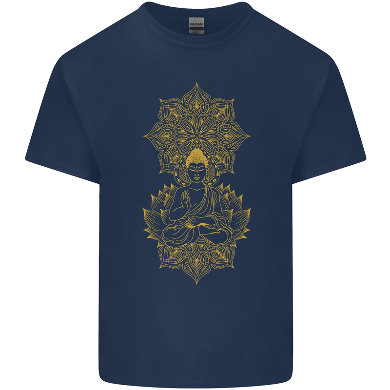 Mandala Buddha Art Kids T-Shirt Childrens Navy Blue