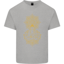 Mandala Buddha Art Kids T-Shirt Childrens Sports Grey