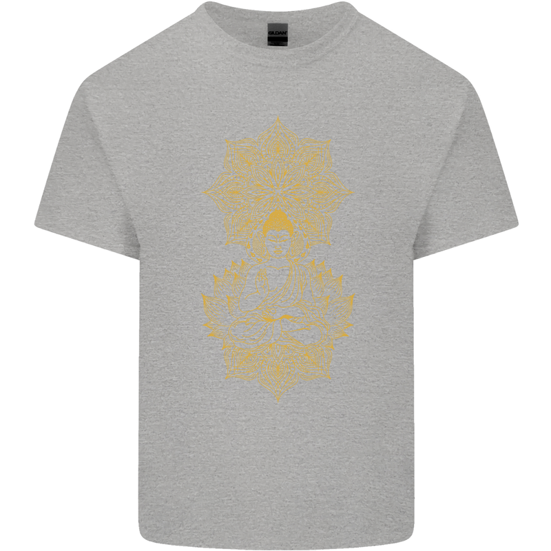Mandala Buddha Art Kids T-Shirt Childrens Sports Grey