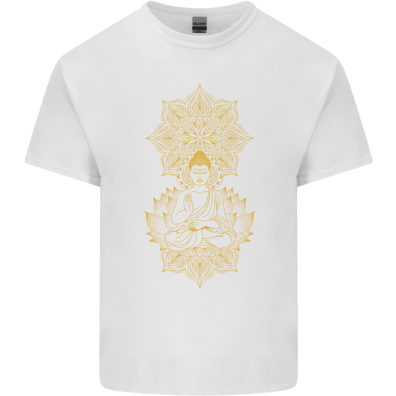Mandala Buddha Art Kids T-Shirt Childrens White