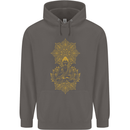 Mandala Buddha Art Mens 80% Cotton Hoodie Charcoal
