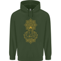 Mandala Buddha Art Mens 80% Cotton Hoodie Forest Green