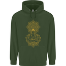Mandala Buddha Art Mens 80% Cotton Hoodie Forest Green