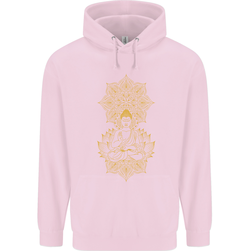 Mandala Buddha Art Mens 80% Cotton Hoodie Light Pink