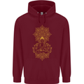 Mandala Buddha Art Mens 80% Cotton Hoodie Maroon