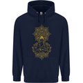 Mandala Buddha Art Mens 80% Cotton Hoodie Navy Blue