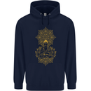 Mandala Buddha Art Mens 80% Cotton Hoodie Navy Blue