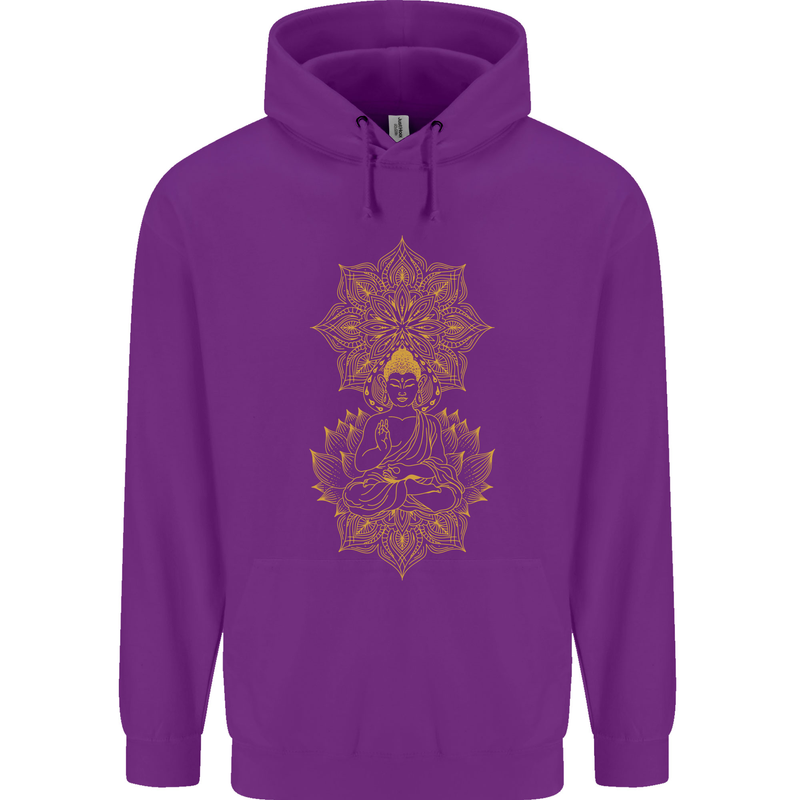 Mandala Buddha Art Mens 80% Cotton Hoodie Purple
