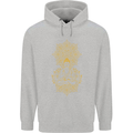 Mandala Buddha Art Mens 80% Cotton Hoodie Sports Grey