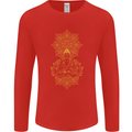 Mandala Buddha Art Mens Long Sleeve T-Shirt Red