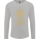 Mandala Buddha Art Mens Long Sleeve T-Shirt Sports Grey